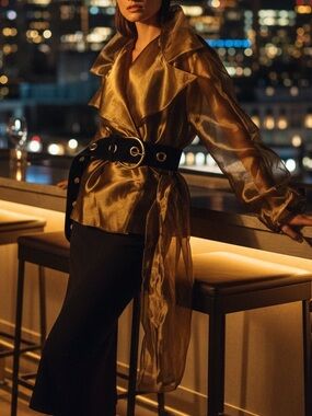 Vintage Alberto Makali Gold Metallic Wrap Blouse